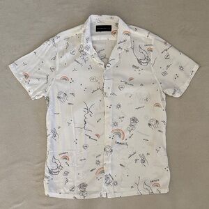 Abercrombie & Fitch Limited Pride Graphic Button Up Short Sleeved Shirt Men's LG